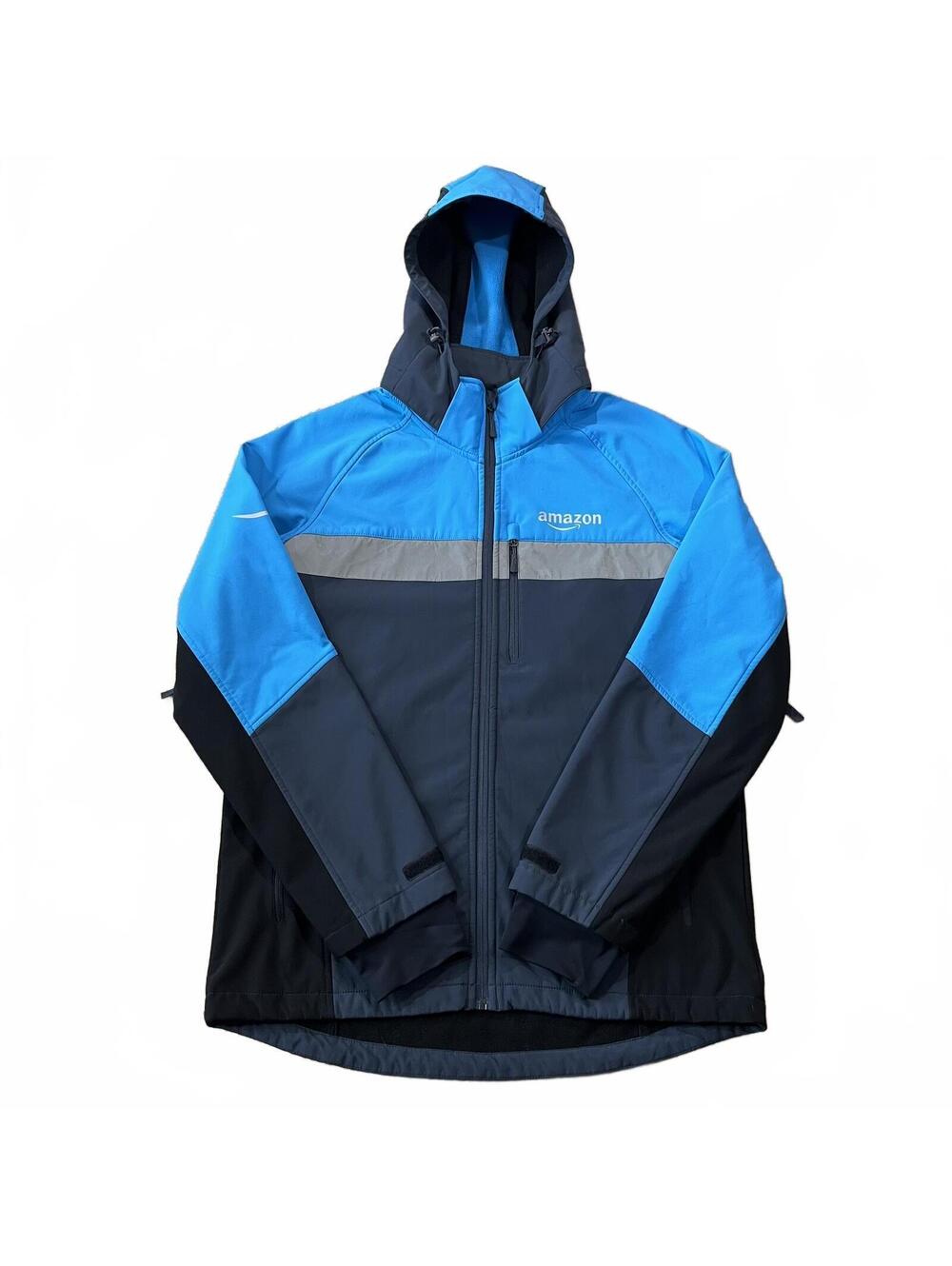 Amazon Prime Delivery Blue Soft Shell Hooded Size Medium